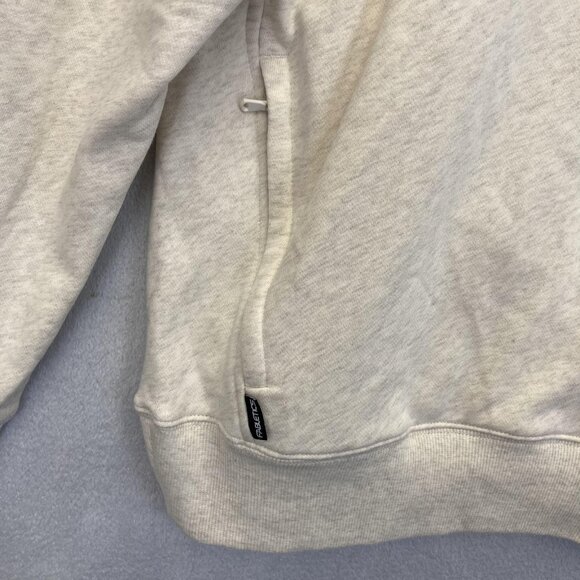 Fabletics 1/4 Zip Pullover Sweater Mens Medium Oatmeal Athletic Raglan Comfy - Picture 8 of 16